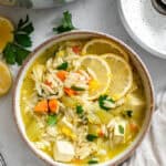 completed Lemon Orzo Soup in a bowl