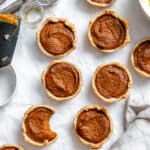 completed Mini Pumpkin Pies on a white surface