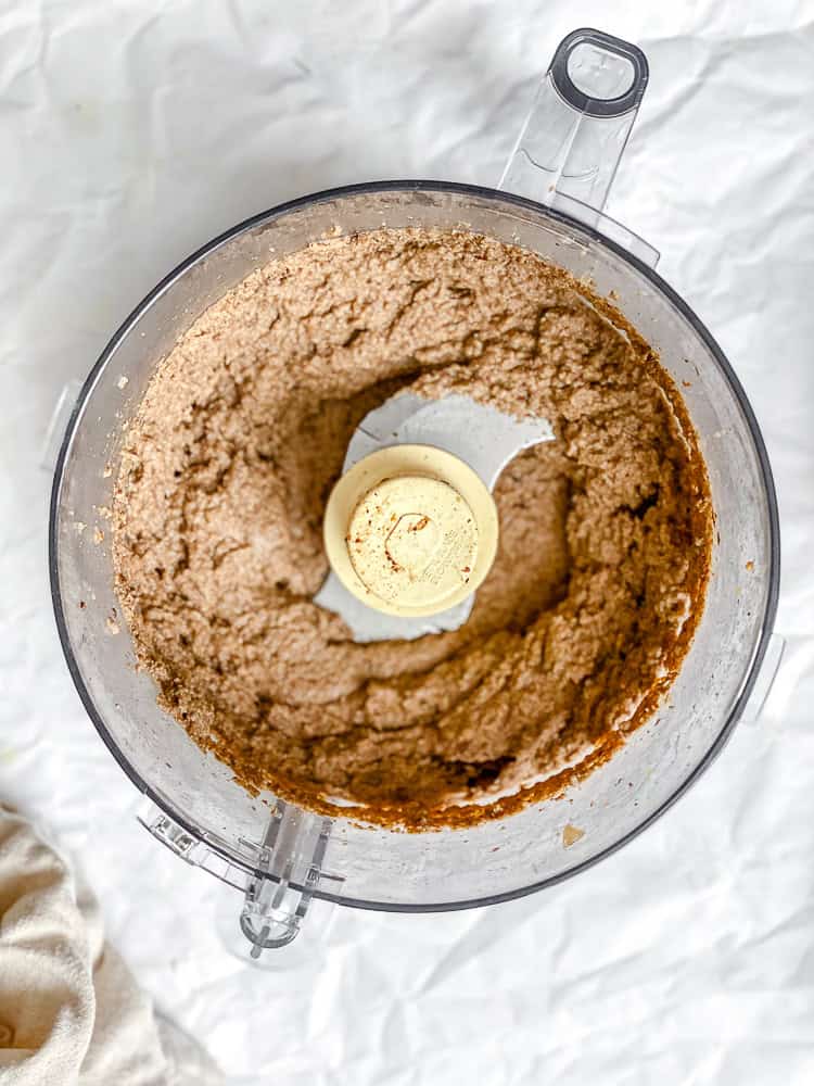 process shot showing ingredients in food processor