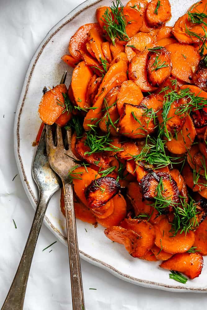 completed Simple Sautéed Carrots on a plate