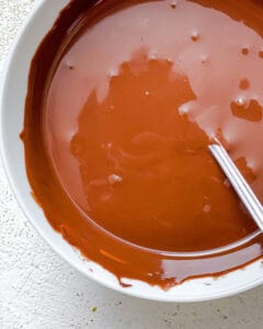 process shot showing melted chocolate in bowl