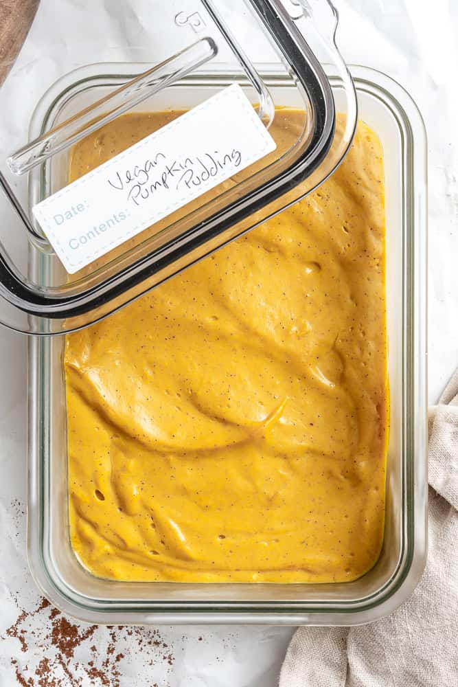 completed Easy Pumpkin Pudding in a storage container