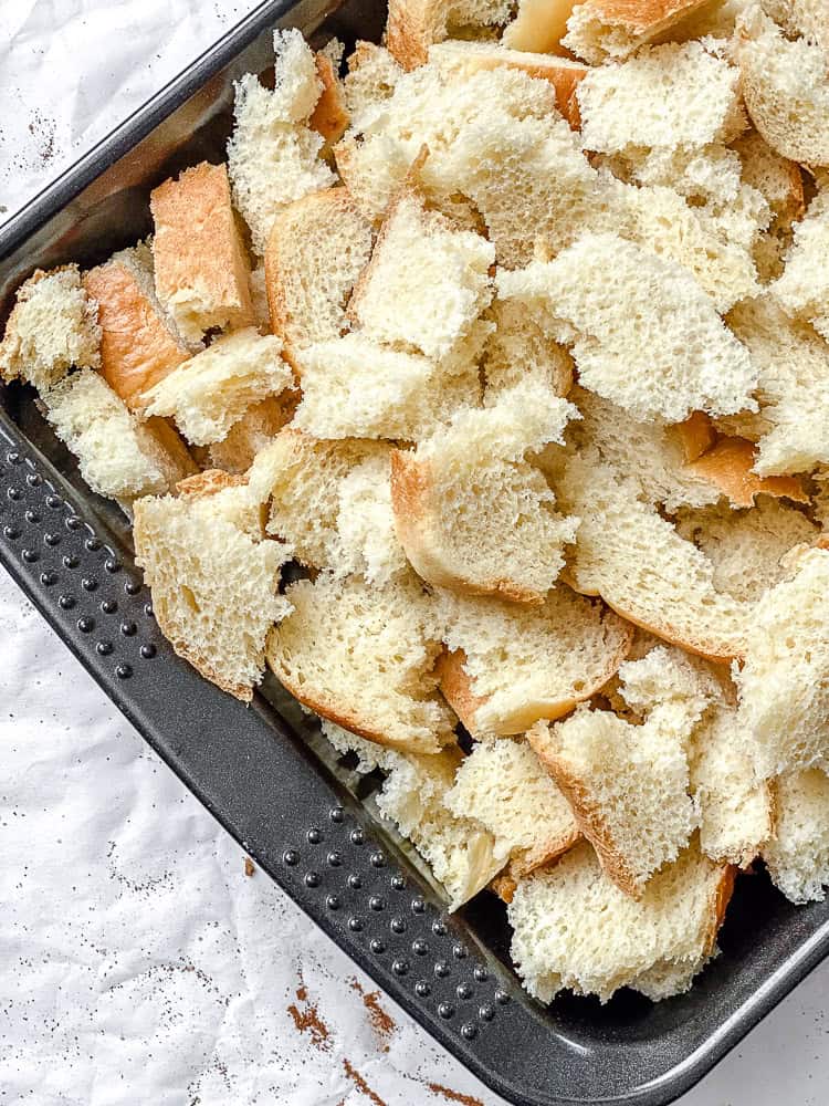 process shot showing bread in pan