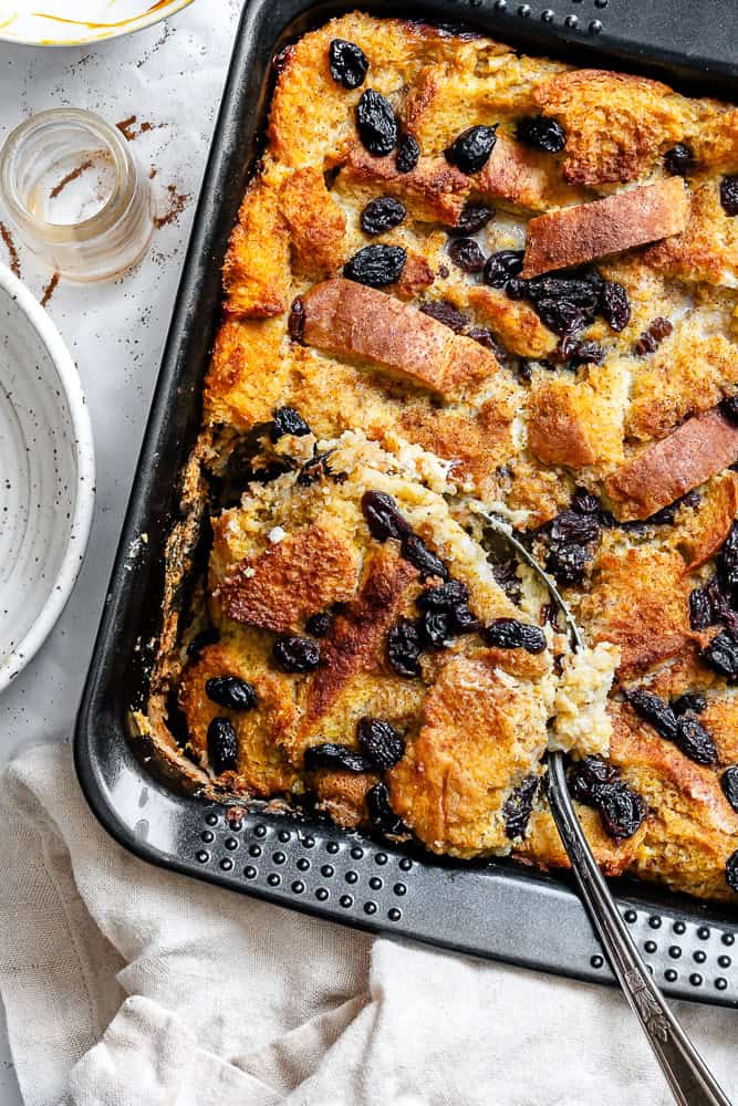 completed Pumpkin Bread Pudding in pan