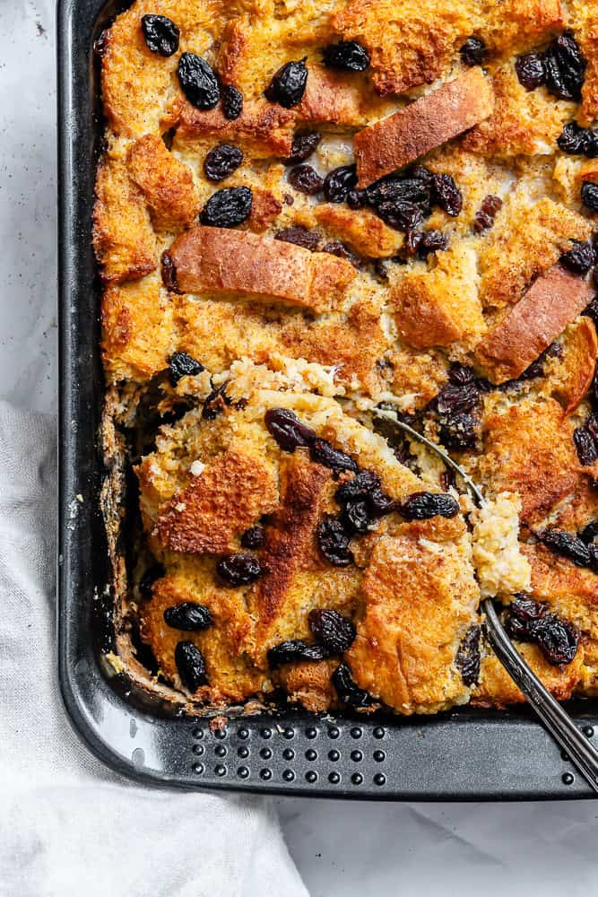 completed Pumpkin Bread Pudding in pan