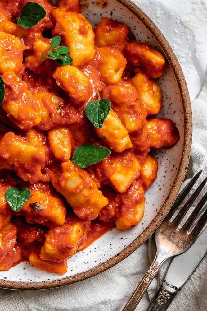 completed Pumpkin Gnocchi [4 Ingredient] on a plate