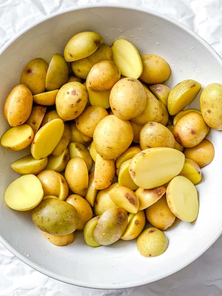 process shot showing potatoes in a bowl