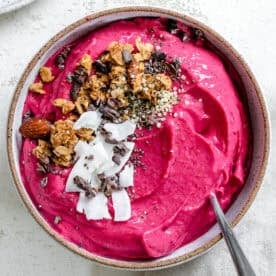 completed Quick Fruit and Beet Smoothie in a bowl