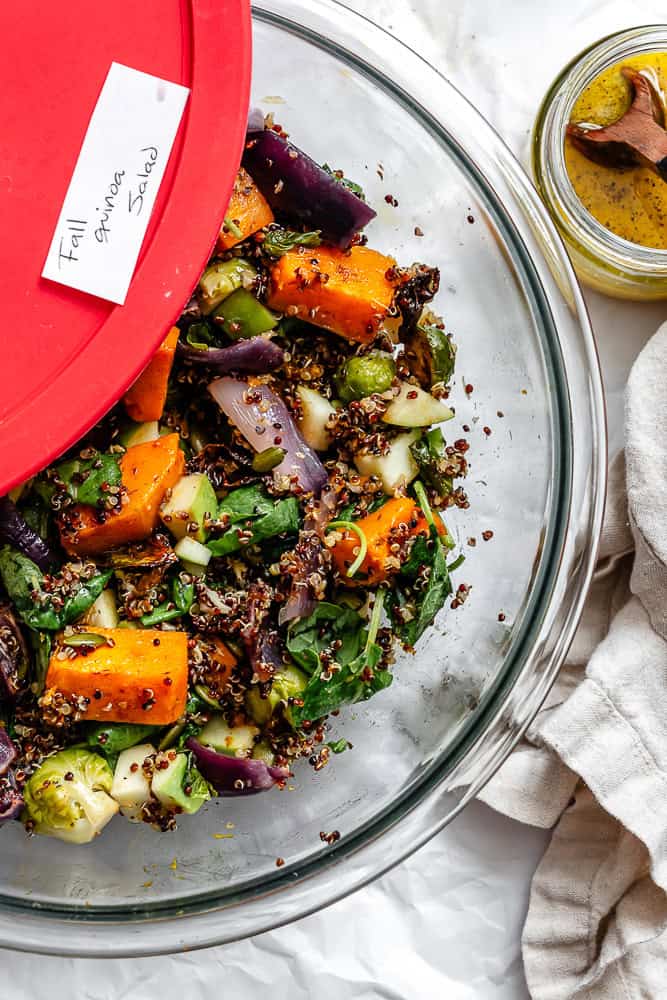 completed Fall Quinoa Salad in a storage container