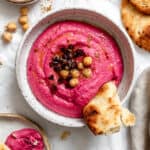 completed Easy Beet Hummus in a bowl