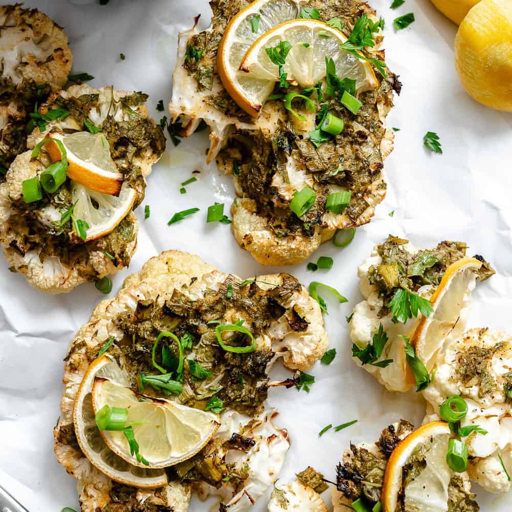 Roasted Cauliflower with Lemon and Herbs