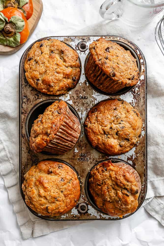 completed Easy Persimmon Muffins in a muffin tin