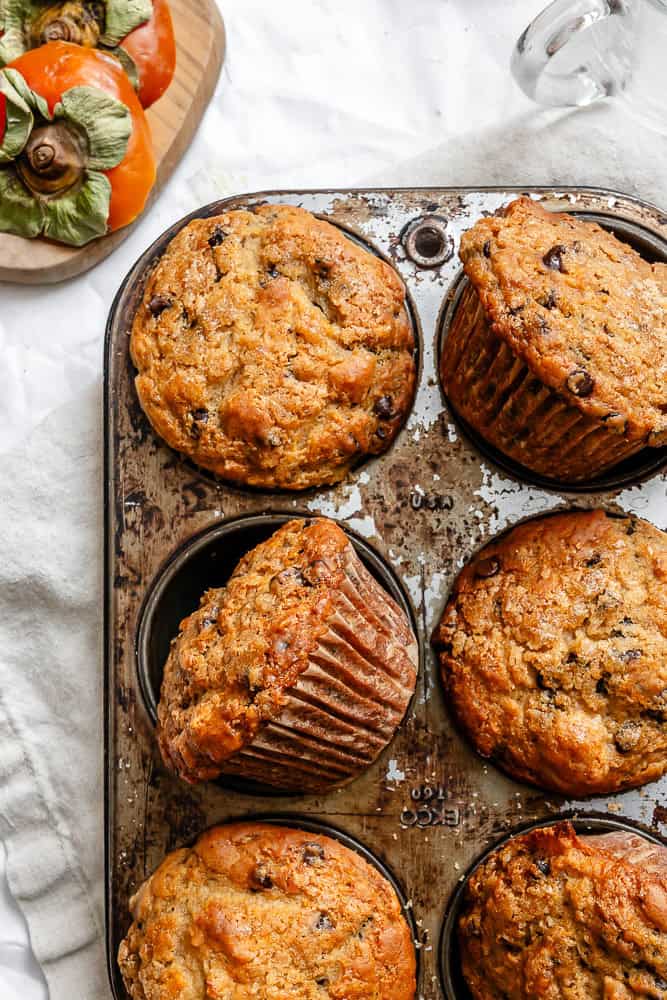 completed Easy Persimmon Muffins in a muffin tin