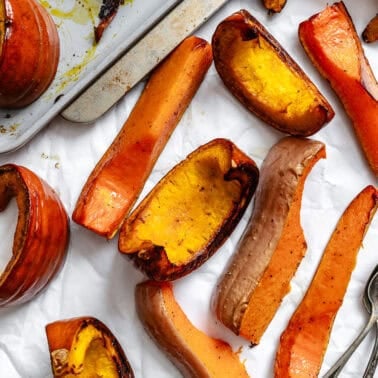 completed Roasted Pumpkin and Butternut Squash on white surface