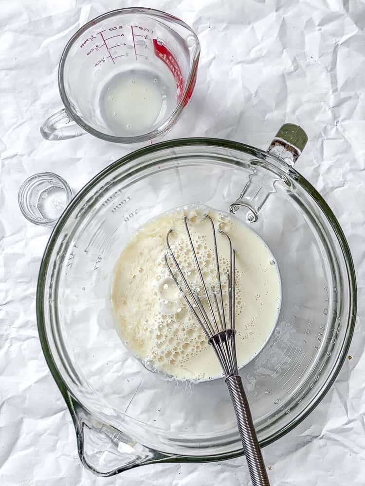 process shot showing mixing ingredients in measuring cup