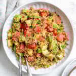 completed Avocado Quinoa Salad [With Grapefruit] on a plate