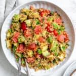 completed Avocado Quinoa Salad [With Grapefruit] on a plate