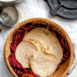 completed Homemade Corn Tortillas in a basket