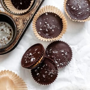 completed Vegan Peanut Butter Cups on a white surface