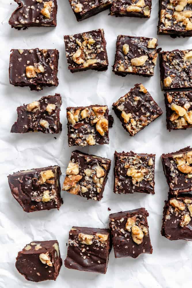 completed Vegan Fudge [Easy Microwave Fudge] on a white surface