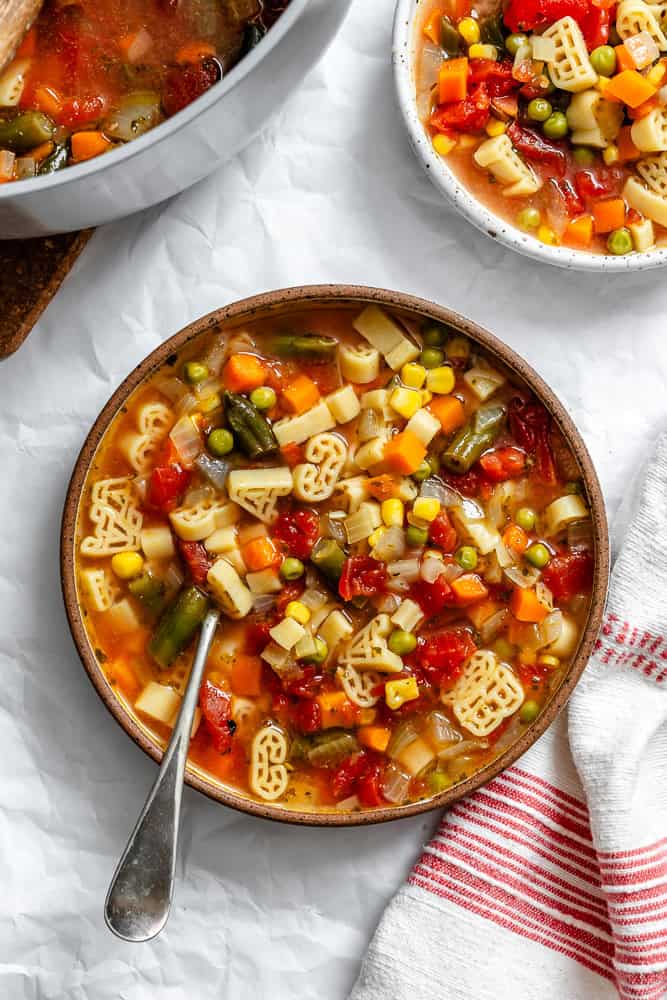 completed Alphabet Soup Recipe in a bowl