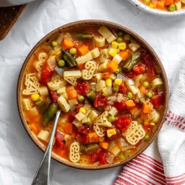completed Alphabet Soup Recipe in a bowl
