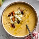 Completed Butternut Squash and Apple Soup in a bowl.