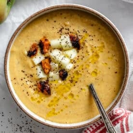 Completed Butternut Squash and Apple Soup in a bowl.