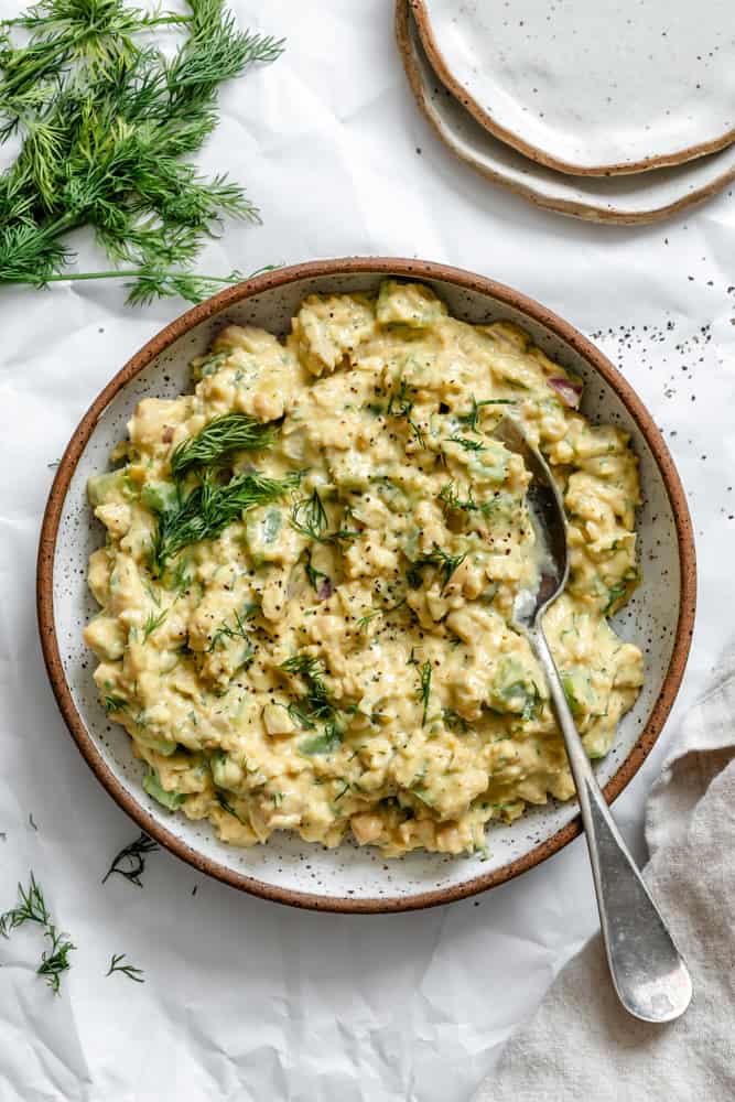 completed Easy Curried Chickpea Salad on a plate