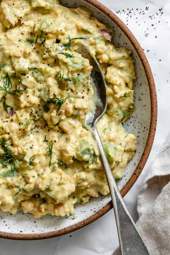 completed Easy Curried Chickpea Salad on a plate