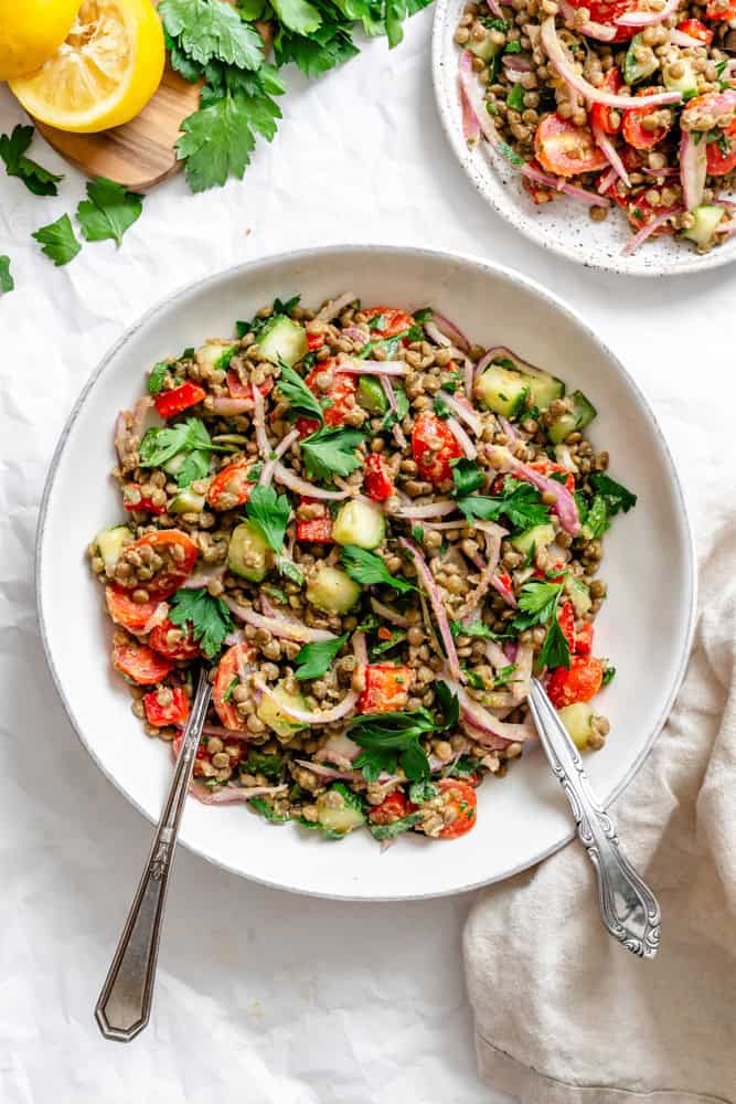 completed Easy Lentil Salad on a plate