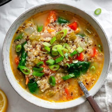 completed Quinoa Vegetable Soup in a bowl
