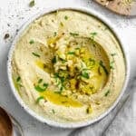 Completed Pistachio Hummus in a bowl.