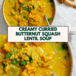 Pin for Butternut Squash and Lentil Soup.