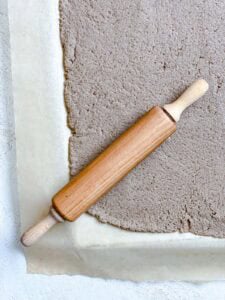 process shot showing rolling out mushroom jerky dough