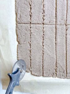 process shot showing sliced mushroom jerky