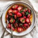 Completed Roasted Radishes on a plate.