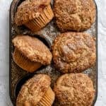 Completed Snickerdoodle Muffins (Egg-Free) in muffin tin.