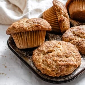 Completed Snickerdoodle Muffins (Egg-Free) in muffin tin.