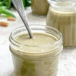 Completed Basil Salad Dressing in two jars.