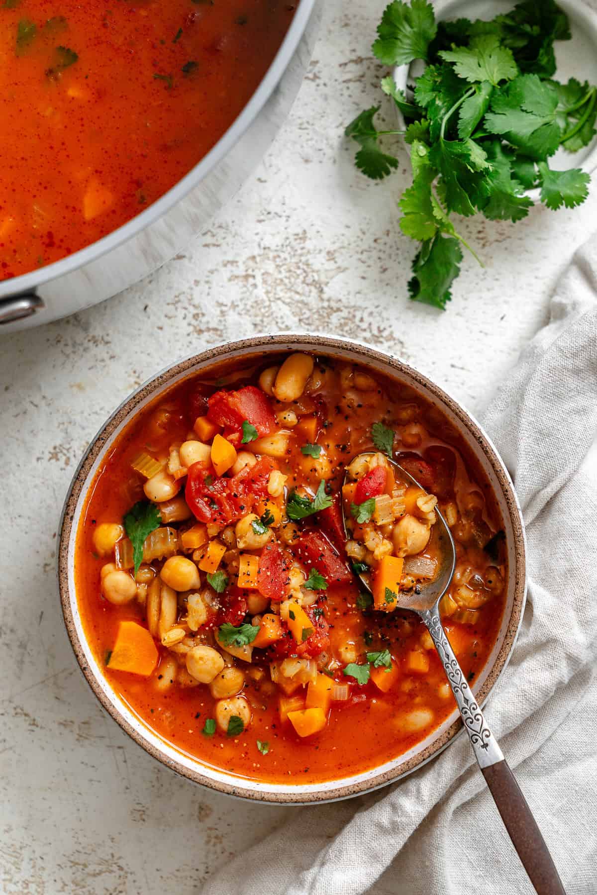Completed Barley and Bean Soup in a bowl.