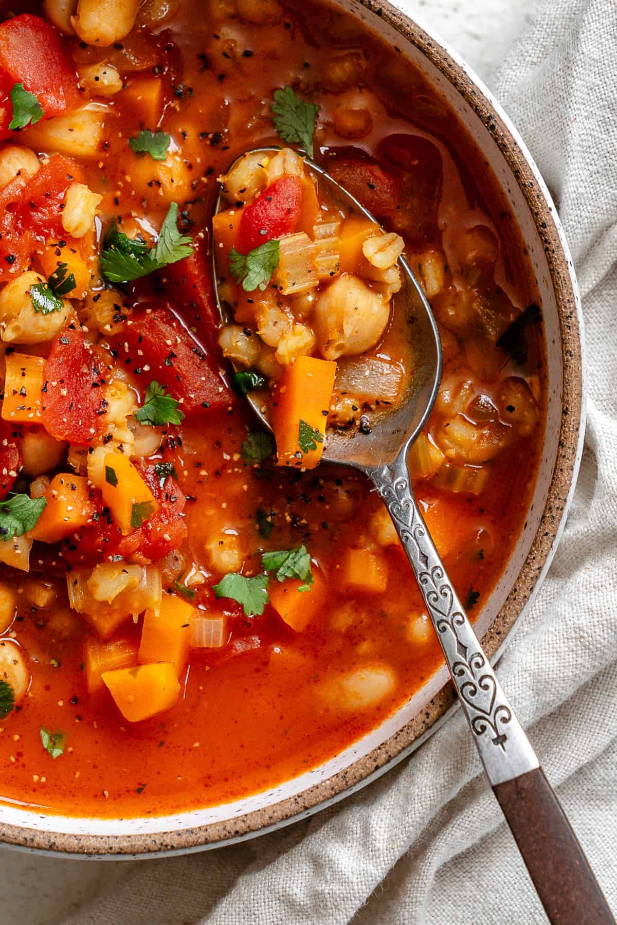Completed Barley and Bean Soup in a bowl.