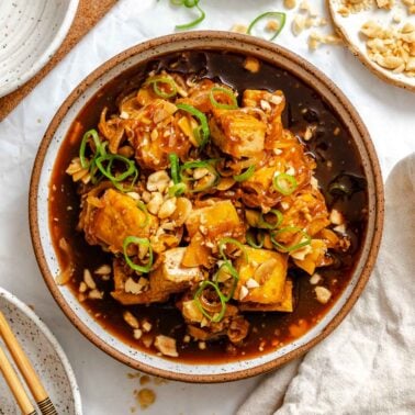 Completed Lemongrass Tofu on a plate.