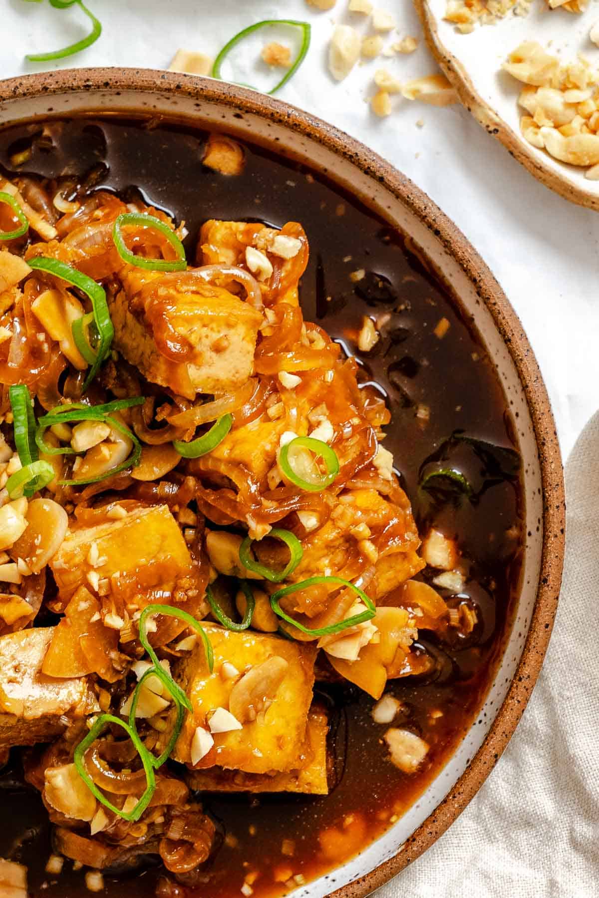 Completed Lemongrass Tofu on a plate.