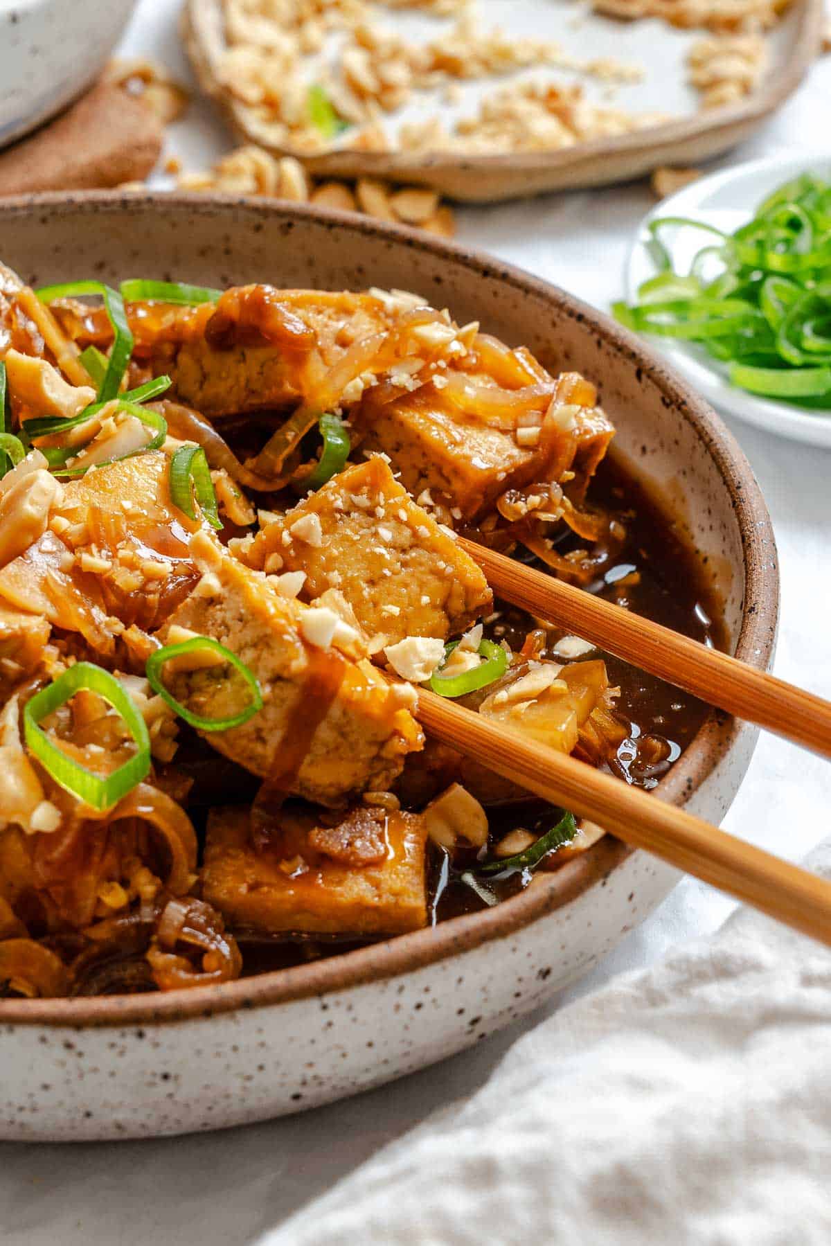 Completed Lemongrass Tofu on a plate.