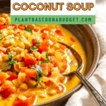 Pin for Coconut Chickpea Curry Soup.
