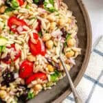 Completed Easy Lemon Orzo Salad in a bowl.