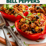 Pin for Quinoa Stuffed Bell Peppers.