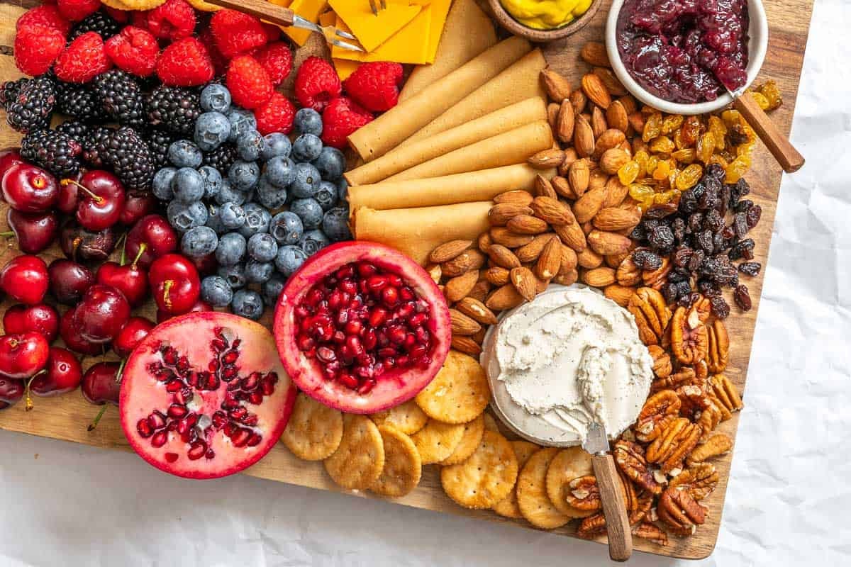Completed Vegan Charcuterie Board (Grazing Platter).