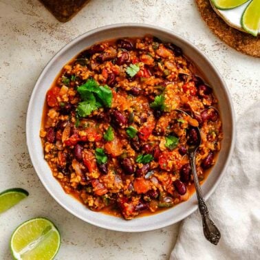Completed Chipotle Chili Recipe in a bowl.